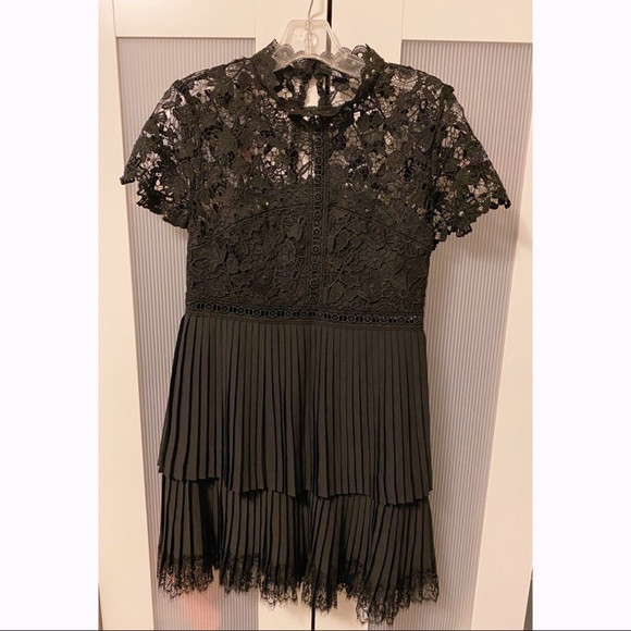 NWOT Zara Black Lace Pleated Layer Skirt Dress Party - Picture 6 of 8